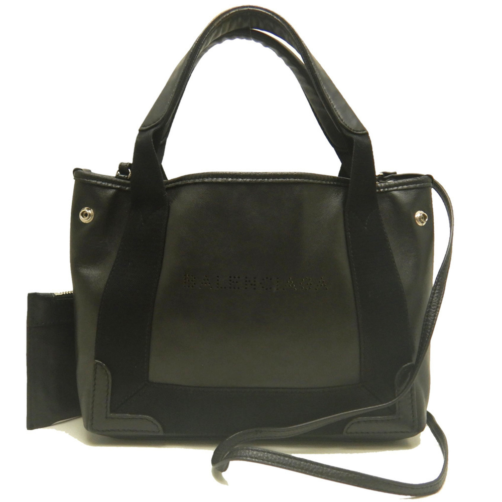 BALENCIAGA Navy Cabas XS 390346・1000 Handbag Leather Black Women's 254296